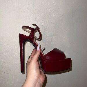 Elegant Burgundy Platform Heels